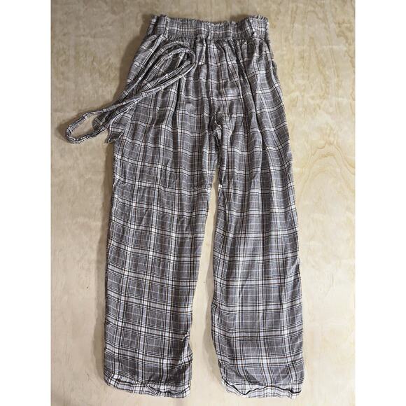 American Eagle Outfitters Women’s Plaid Paperbag Waist pants Size Medium Brown - Picture 2 of 8